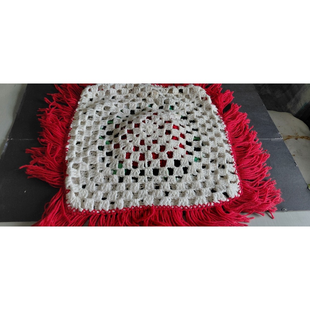 vintage handcrafted crochet 3D rose granny square pillow cover Grandma Decor Art - Picture 8 of 12